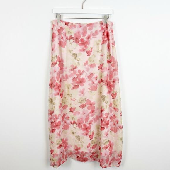 dressbarn Dresses & Skirts - Dressbarn Vintage Baby Pink Floral Midi Skirt Size Medium Made in USA